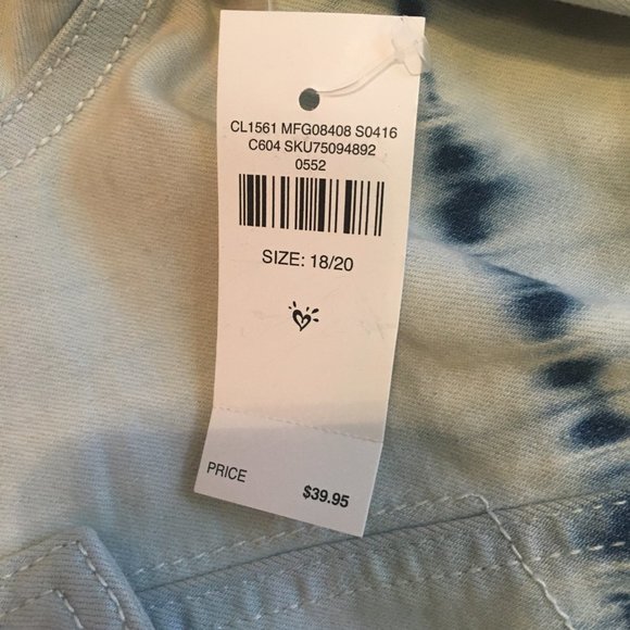 Justice Girl's Youth Size 18/20 Tie Dye Blue Denim Jacket Boho New with Tags - Picture 12 of 16